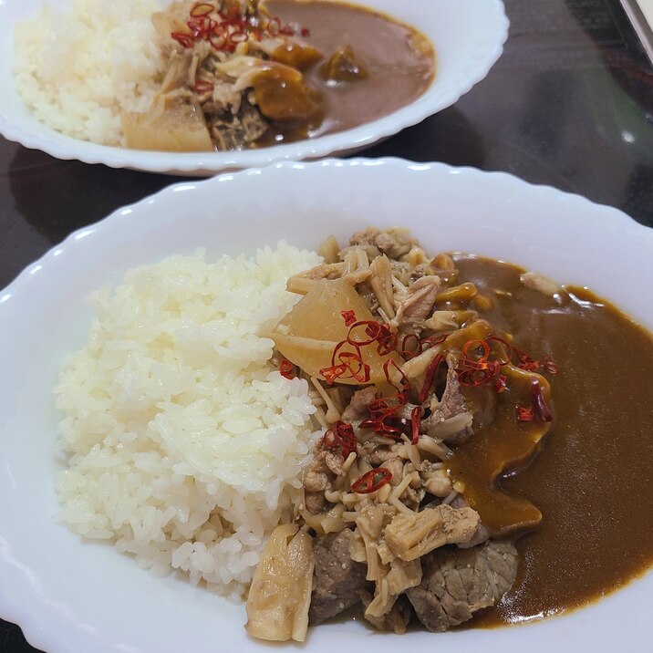 煮物(顆粒出汁煮)を添えた ずぼら カレー